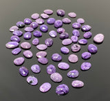 8Pcs/10 Pcs Pcs Natural Charoite Rosecuts Cabochons, Loose Gemstones, Charoite Rose Cuts, Ring Stones , 9x7mm - 14x10mm