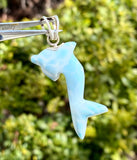 8g Larimar Dolphin Pendant, Larimar Pendant, Bohemian Jewelry, Dominican Republic Larimar Pendant,Light Blue Dolphin Larimar Pendant