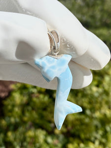 8g Larimar Dolphin Pendant, Larimar Pendant, Bohemian Jewelry, Dominican Republic Larimar Pendant,Light Blue Dolphin Larimar Pendant