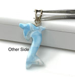 8g Reversible Larimar Dolphin Pendant, Caribbean Larimar Pendant, Bohemian Jewelry, Dominican Republic Larimar Pendant, Light Blue Dolphin
