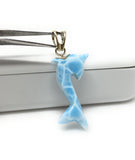 Turtleback Larimar Dolphin Pendant, Caribbean Larimar Pendant, Atlantis Stone Bohemian Jewelry, Dominican Republic Larimar Pendant