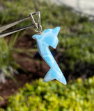 Turtleback Larimar Dolphin Pendant, Caribbean Larimar Pendant, Atlantis Stone Bohemian Jewelry, Dominican Republic Larimar Pendant