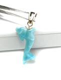 Larimar Dolphin Pendant, Caribbean Larimar Pendant, Atlantis Stone Bohemian Jewelry, Reversible Dominican Republic Larimar Pendant