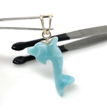 Larimar Dolphin Pendant, Caribbean Larimar Pendant, Atlantis Stone Bohemian Jewelry, Reversible Dominican Republic Larimar Pendant