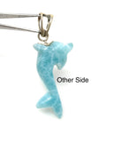 Larimar Dolphin Pendant, Caribbean Larimar Pendant, Atlantis Stone Bohemian Jewelry, Reversible Dominican Republic Larimar Pendant