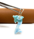 Larimar Dolphin Pendant, Caribbean Larimar Pendant, Atlantis Stone Bohemian Jewelry, Dominican Republic Larimar Pendant