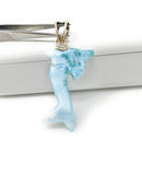 8g Reversible Larimar Dolphin Pendant, Caribbean Larimar Pendant, Bohemian Jewelry, Dominican Republic Larimar Pendant, Light Blue Dolphin