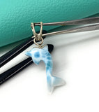 Reversible Larimar Dolphin Pendant, Caribbean Larimar Pendant, Atlantis Stone Bohemian Jewelry, Dominican Republic Larimar Pendant