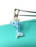 Reversible Larimar Dolphin Pendant, Caribbean Larimar Pendant, Atlantis Stone Bohemian Jewelry, Dominican Republic Larimar Pendant