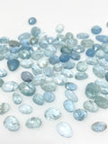10 Pcs Natural Aquamarine Rose Cut Cabochons, Loose Gemstones, Aquamarine Rose Cuts, 7-11mm