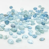 10 Pcs Natural Aquamarine Rose Cut Cabochons, Loose Gemstones, Aquamarine Rose Cuts, 7-11mm