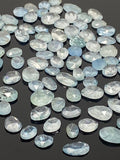 10 Pcs Natural Aquamarine Rose Cut Cabochons, Loose Gemstones, Aquamarine Rose Cuts, 7-11mm