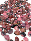 10 Pcs Natural Rhodonite Rose Cut Cabochons, Loose Gemstones, Rhodonite Rose Cuts, 10x7mm- 14x11mm