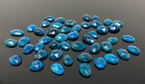 10 Pcs Natural Blue Neon Apatite Rose Cut Cabochons, Loose Gemstones, Neon Apatite Rose Cuts, 8x6mm - 10x8mm