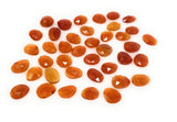 10 Pcs Natural Carnelian Rose Cut Cabochons, Loose Gemstones, Rhodonite Rose Cuts, 9x6.5mm - 11x9mm