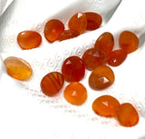 10 Pcs Natural Carnelian Rose Cut Cabochons, Loose Gemstones, Rhodonite Rose Cuts, 9x6.5mm - 11x9mm