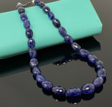 16.85” Genuine Blue Sapphire Necklace with Pave Diamond Clasp, Natural Blue Sapphire Necklace AAA Grade, Gifts for Her