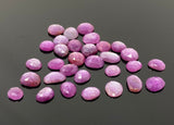 10Pcs / 17 Pcs Natural Sheen Ruby Rose Cut Cabochons, Loose Gemstones, Ruby Rosecuts for JewelryMaking, 8x6mm - 11x9mm