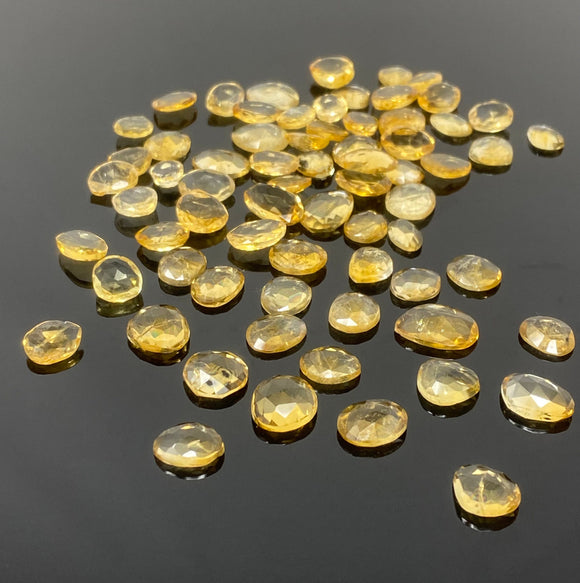 10 Pcs Natural Citrine Rose Cut Cabochons, Loose Gemstones, Citrine Ring Stones Rosecuts, 8x5mm - 11x9mm