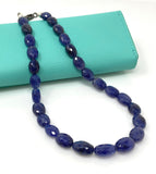 16.85” Genuine Blue Sapphire Necklace with Pave Diamond Clasp, Natural Blue Sapphire Necklace AAA Grade, Gifts for Her