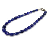 16.85” Genuine Blue Sapphire Necklace with Pave Diamond Clasp, Natural Blue Sapphire Necklace AAA Grade, Gifts for Her