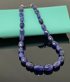 16.85” Genuine Blue Sapphire Necklace with Diamond Clasp, Spiritual Healing Crystal Necklace, Chakra Jewelry, September Birthstone AAA Grade
