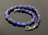 16.85” Genuine Blue Sapphire Necklace with Pave Diamond Clasp, Natural Blue Sapphire Necklace AAA Grade, Gifts for Her