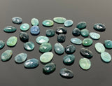 5Pcs/ 10Pcs Natural Grandidierite Rose Cut Cabochons, Loose Gemstones, Ring Stones, 9x6mm -12x9mm