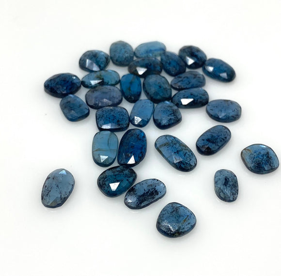 10 Pcs Natural Moss Kyanite Rose Cut Cabochons, Loose Gemstones, Ring Stones, 8x5mm - 12x8mm