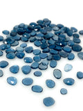 5Pcs/10Pcs London Blue Topaz Rose Cut, Loose Gemstones, London Blue Topaz Rose Cut Slices, Polki Ring Stones, 4.5 x4.5mm - 8x7mm