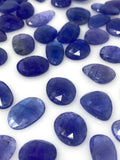 5 Pcs Large Tanzanite Rose Cut Cabochons, Loose Gemstones, Natural Tanzanite Rose Cuts, 13x8mm - 19x13mm