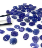 5 Pcs Large Tanzanite Rose Cut Cabochons, Loose Gemstones, Natural Tanzanite Rose Cuts, 13x8mm - 19x13mm