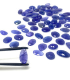 5 Pcs Large Tanzanite Rose Cut Cabochons, Loose Gemstones, Natural Tanzanite Rose Cuts, 13x8mm - 19x13mm
