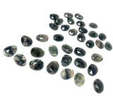10 Pcs Natural Green Moss Agate Rose Cut Cabochons, Loose Gemstones, Ring Stones, 11x9mm - 14x11mm