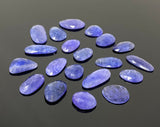 5 Pcs Rare Large Tanzanite Rose Cut Cabochons, Loose Gemstones, Natural Tanzanite Rose Cuts, 16x9.5mm - 25x17mm
