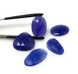 5Pcs of 90 Cts Rare Large Tanzanite Rose Cut Cabochons, Loose Gemstones, Natural Tanzanite Rose Cuts, 23x15mm - 25x24mm