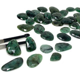 5 Pcs Large Natural Emerald Rose Cut Cabochons, Loose Gemstones, Ring Stones, 18x12mm - 26x21mm
