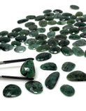 5 Pcs Large Natural Emerald Rose Cut Cabochons, Loose Gemstones, Ring Stones, 18x12mm - 26x21mm