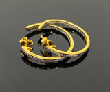 14K Gold Plated Diamond Hoop Earrings, Gold Plated over Sterling Silver Pave Diamond Hoop Earrings, Hoop Stud Earrings