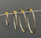 14K Gold Plated Diamond Hoop Earrings, Gold Plated over Sterling Silver Pave Diamond Hoop Earrings, Hoop Stud Earrings