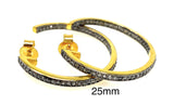 14K Gold Plated Diamond Hoop Earrings, Gold Plated over Sterling Silver Pave Diamond Hoop Earrings, Hoop Stud Earrings
