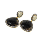 Fancy Sapphire Pave Diamond Earrings, White Sapphire and Smoky Sapphire Earrings , Antique Silver Gemstone Earrings, Gifts for Her