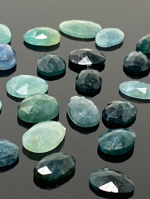 5Pcs/ 10Pcs Natural Grandidierite Rose Cut Cabochons, Loose Gemstones, Ring Stones, 9x6mm -12x9mm