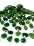 5Pcs / 10Pcs Natural Chrome Tourmaline Rose Cut Cabochons, Loose Gemstones, Ring Stones, 7x5mm - 11x7mm