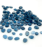 5Pcs/10Pcs London Blue Topaz Rose Cut, Loose Gemstones, London Blue Topaz Rose Cut Slices, Polki Ring Stones, 4.5 x4.5mm - 8x7mm