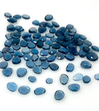 5Pcs/10Pcs London Blue Topaz Rose Cut, Loose Gemstones, London Blue Topaz Rose Cut Slices, Polki Ring Stones, 4.5 x4.5mm - 8x7mm