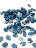 5Pcs/10Pcs London Blue Topaz Rose Cut, Loose Gemstones, London Blue Topaz Rose Cut Slices, Polki Ring Stones, 4.5 x4.5mm - 8x7mm