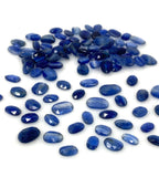10 Pcs Natural Blue Kyanite Rose Cut Cabochons, Loose Gemstones, Ring Stones, 8x6mm - 14x10mm