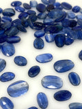 10 Pcs Natural Blue Kyanite Rose Cut Cabochons, Loose Gemstones, Ring Stones, 8x6mm - 14x10mm