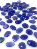 5 Pcs Large Tanzanite Rose Cut Cabochons, Loose Gemstones, Natural Tanzanite Rose Cuts, 13x8mm - 19x13mm
